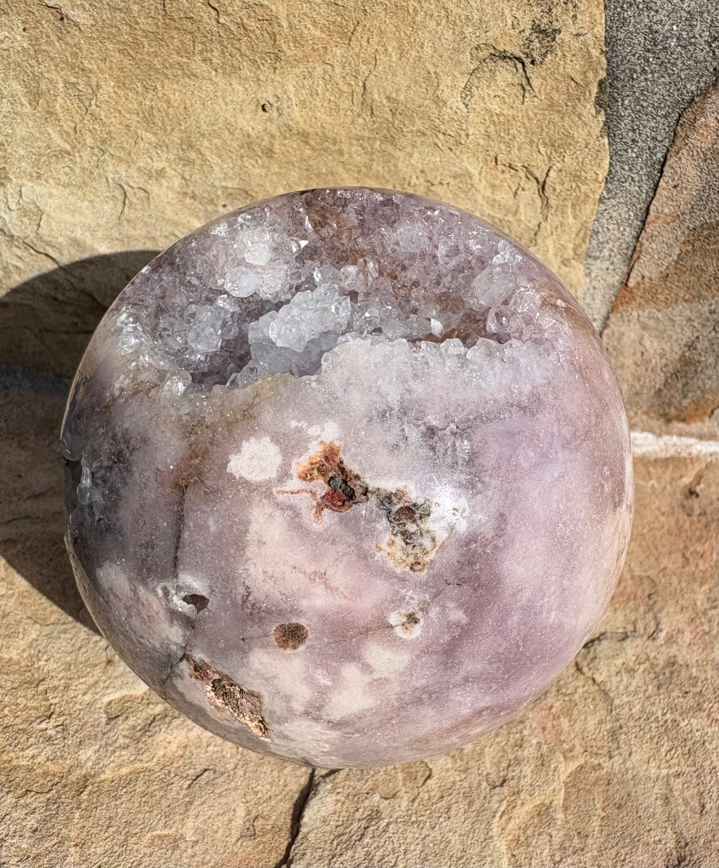🌸✨ Pink Amethyst Druzy Sphere with Natural Matrix Earthborn Beauty | Raw Truth | Heart-Centered Calm