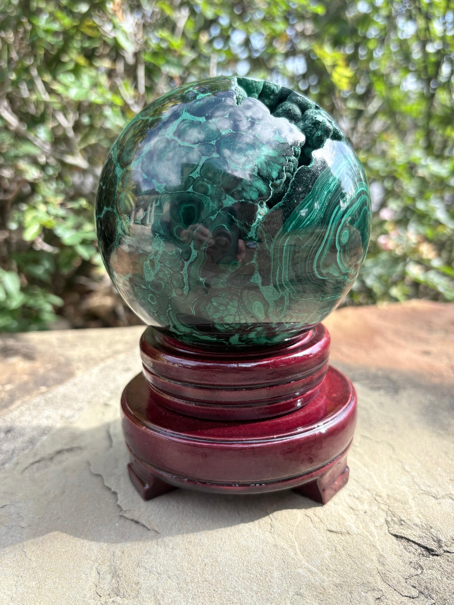 Collector-Grade Malachite Sphere with Natural Druzy Cavern & Ancient Power | Deep Protection | Earth-Born Truth