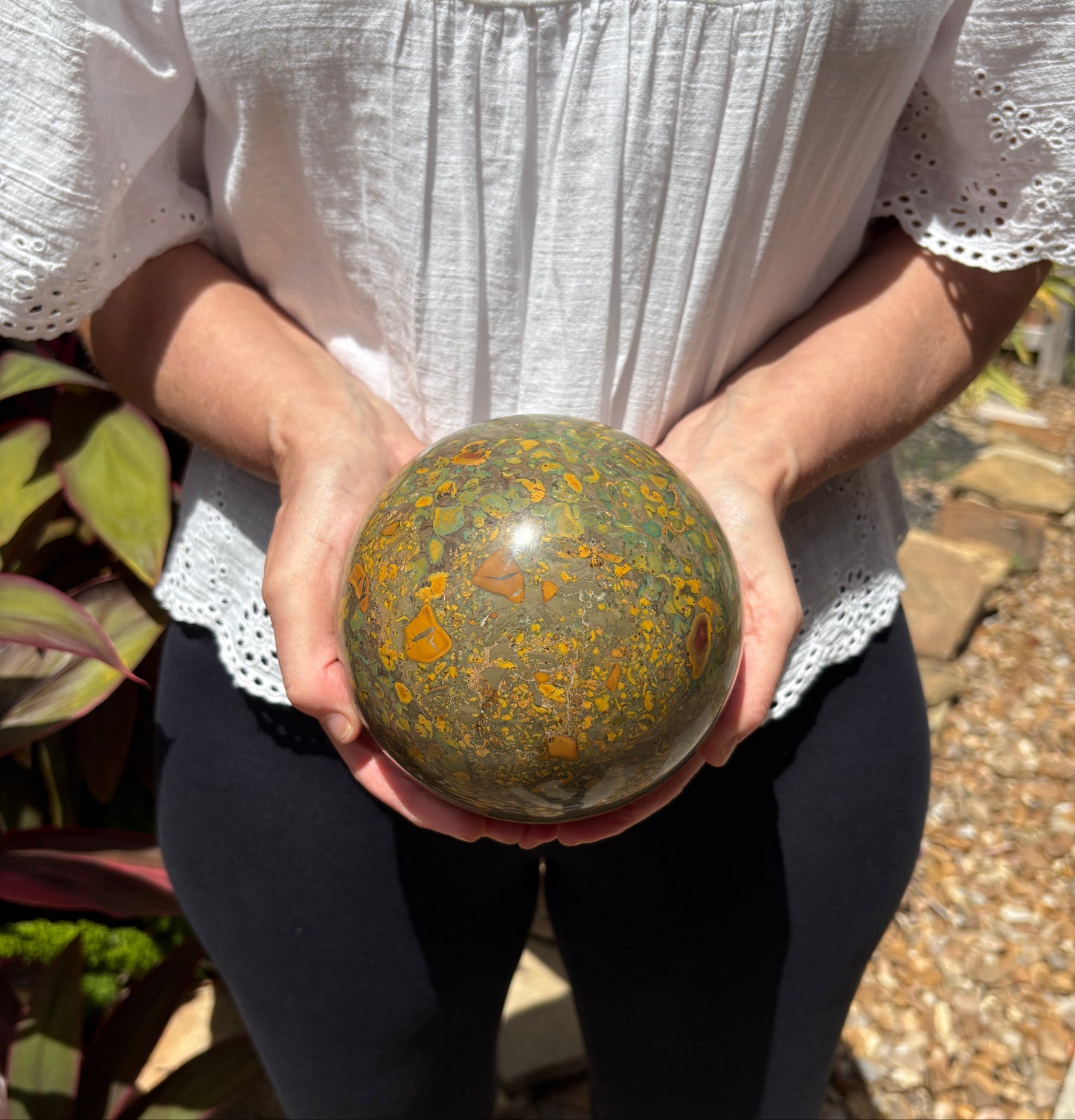 Large 7.82 lbs. Fruit Jasper Sphere -  Grounding • Vitality • Creativity