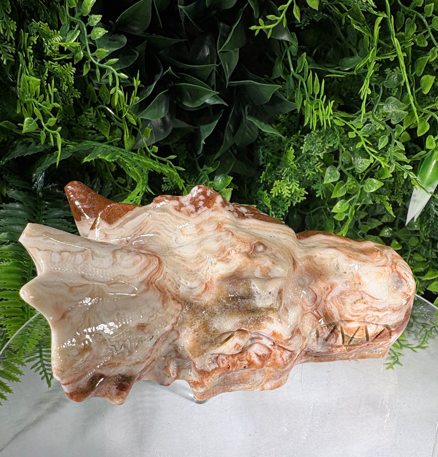 Carved Amber Calcite Dragon Head - Confidence • Joy • Empowered Energy