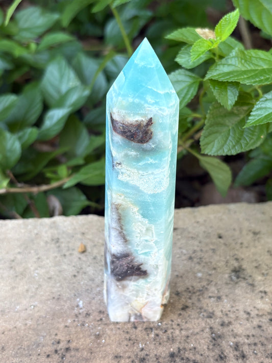 Amazonite Tower with Hidden Bottom Druzy - Communication • Balance • Confidence
