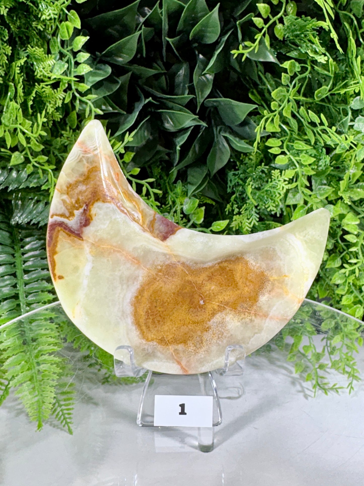 Natural Banded Onyx Crescent Moons & Star - Crystal Tray - Trinket Holder - Peace • Protection • Dreamy Intentions