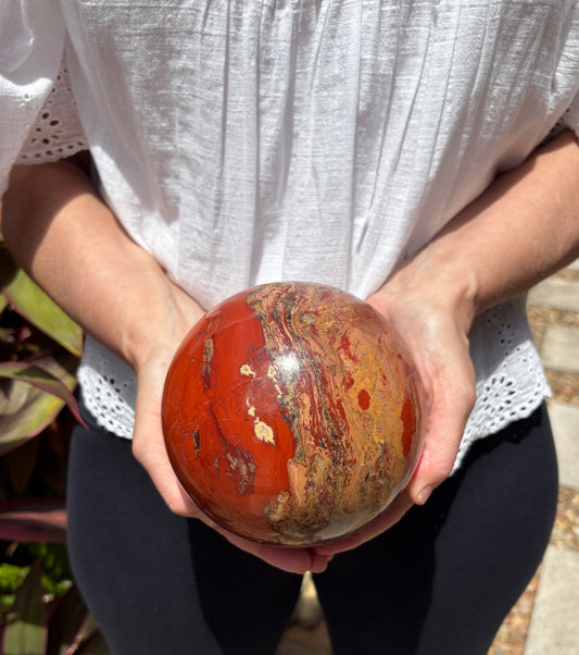 Massive 7.95 lb Red Jasper Sphere - Grounding • Strength • Courage