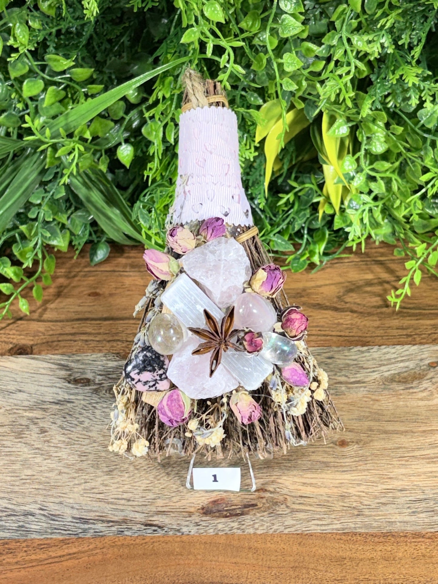 6-Inch Love & Relationship Cinnamon Brooms with Crystals - Love, Emotional Healing, Heart Connection