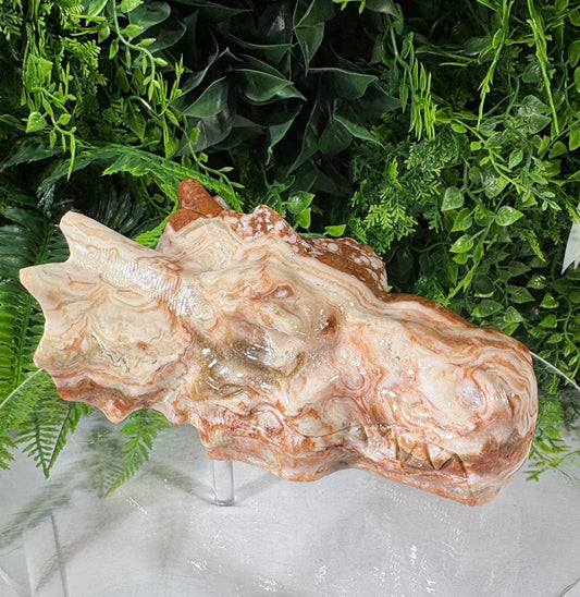 Carved Amber Calcite Dragon Head - Confidence • Joy • Empowered Energy