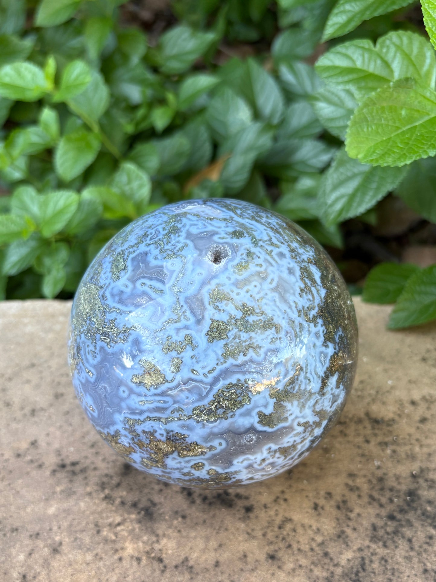 Large Moss Agate Sphere 107mm - 4.28 lbs. - Growth • Abundance • Grounding