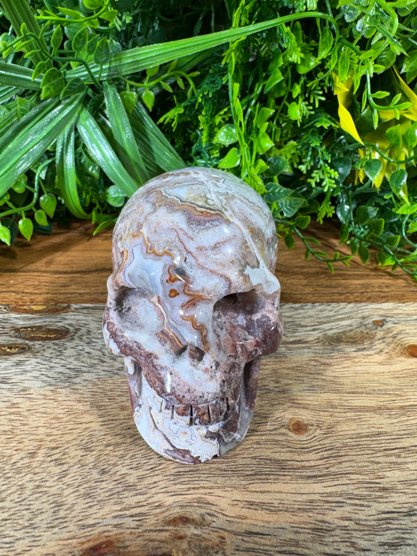 White Mexican Lace Agate Skull -  Balance • Clarity • Grounding