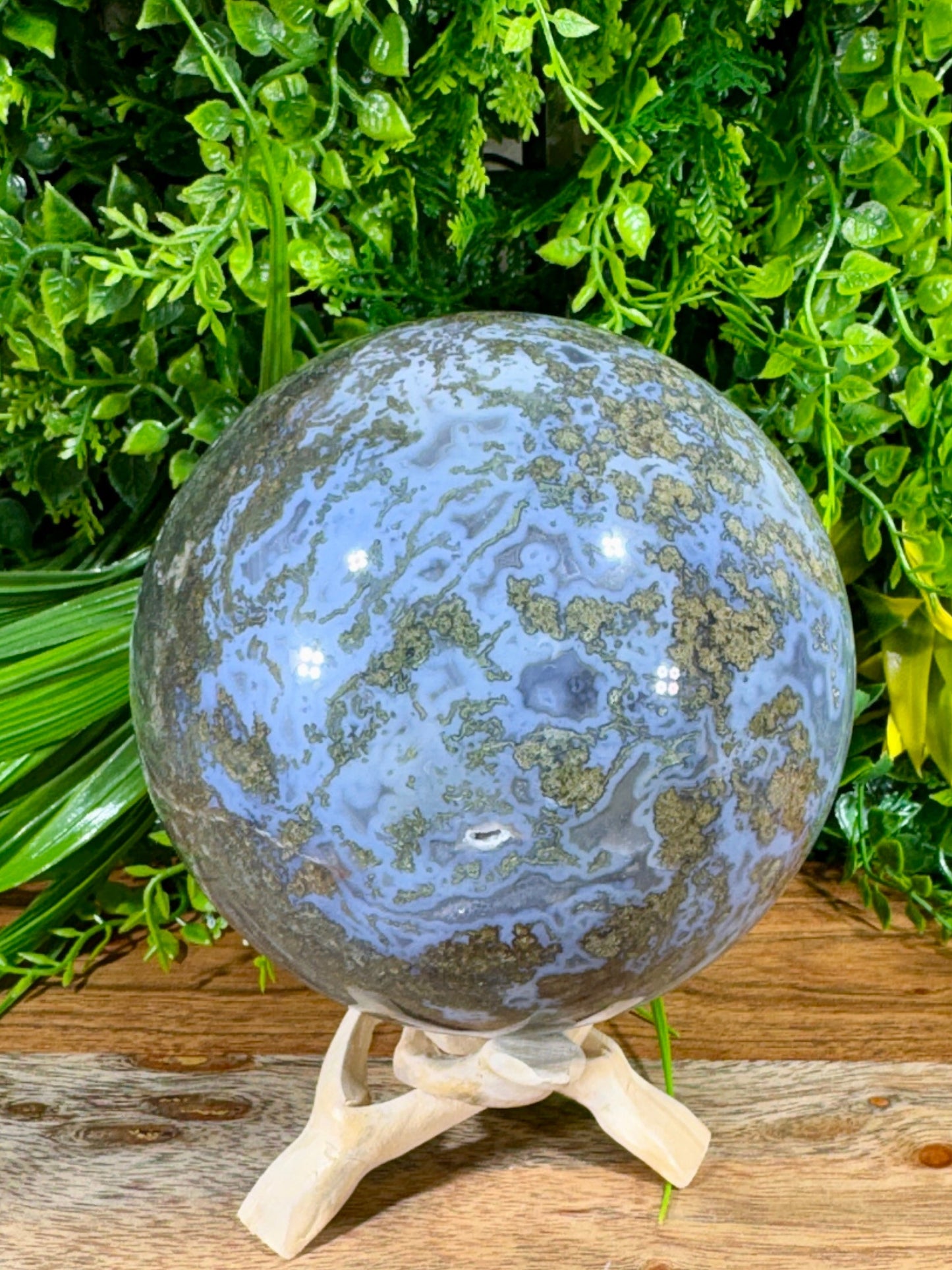 Large Moss Agate Sphere 107mm - 4.28 lbs. - Growth • Abundance • Grounding