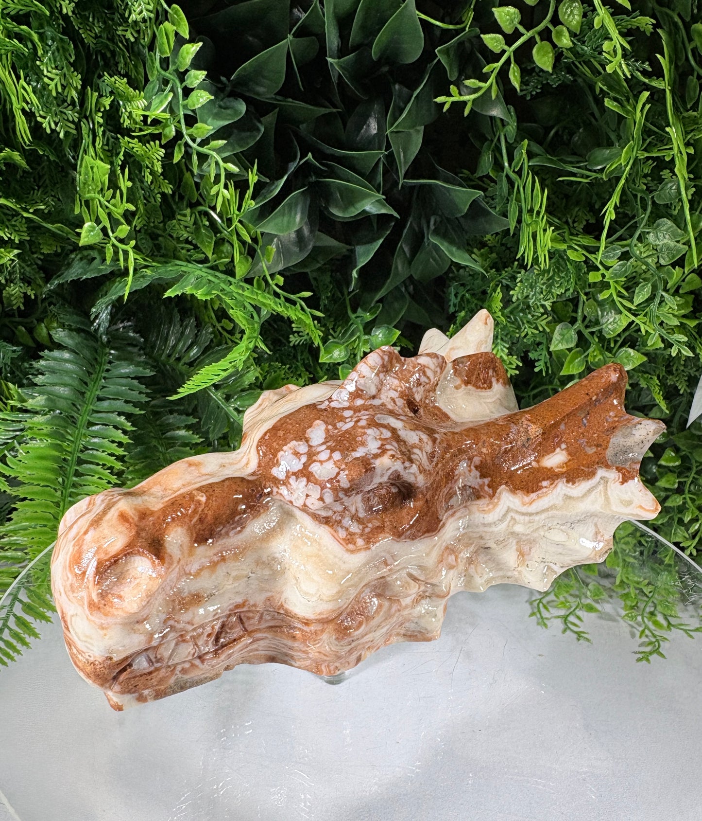 Carved Amber Calcite Dragon Head - Confidence • Joy • Empowered Energy