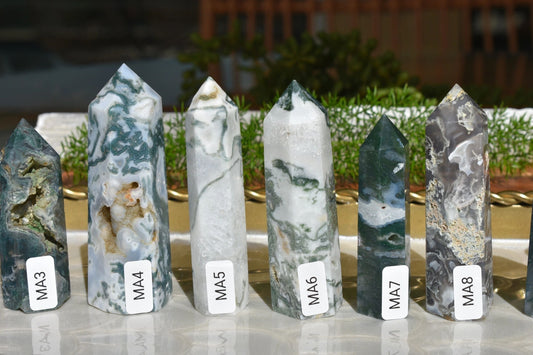 🌿 Moss Agate Towers – Grounding, Renewal & Earth Magic | Choose Your Piece