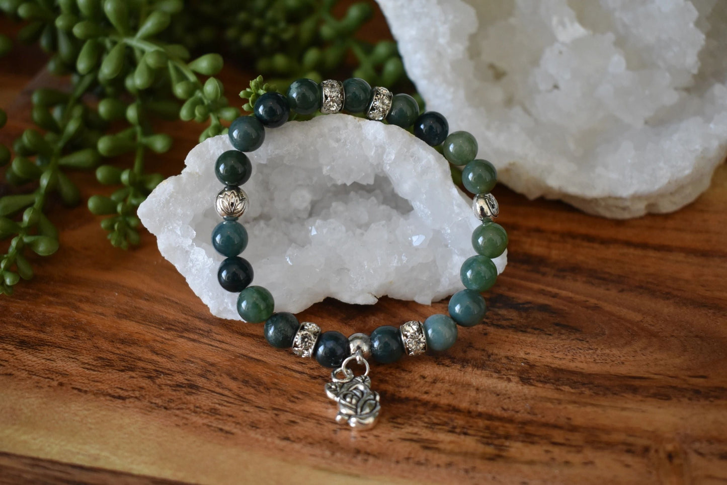 8mm Green Jasper & Aventurine Crystal Bracelet – Grounded Growth • Heart Healing • Steady Abundance