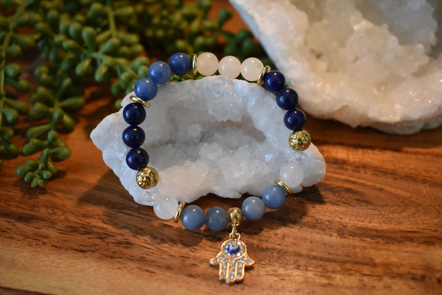 8mm Lapis Lazuli, Blue Aventurine & Milky Quartz Crystal Bracelet – Intuition • Wisdom • Energetic Flow