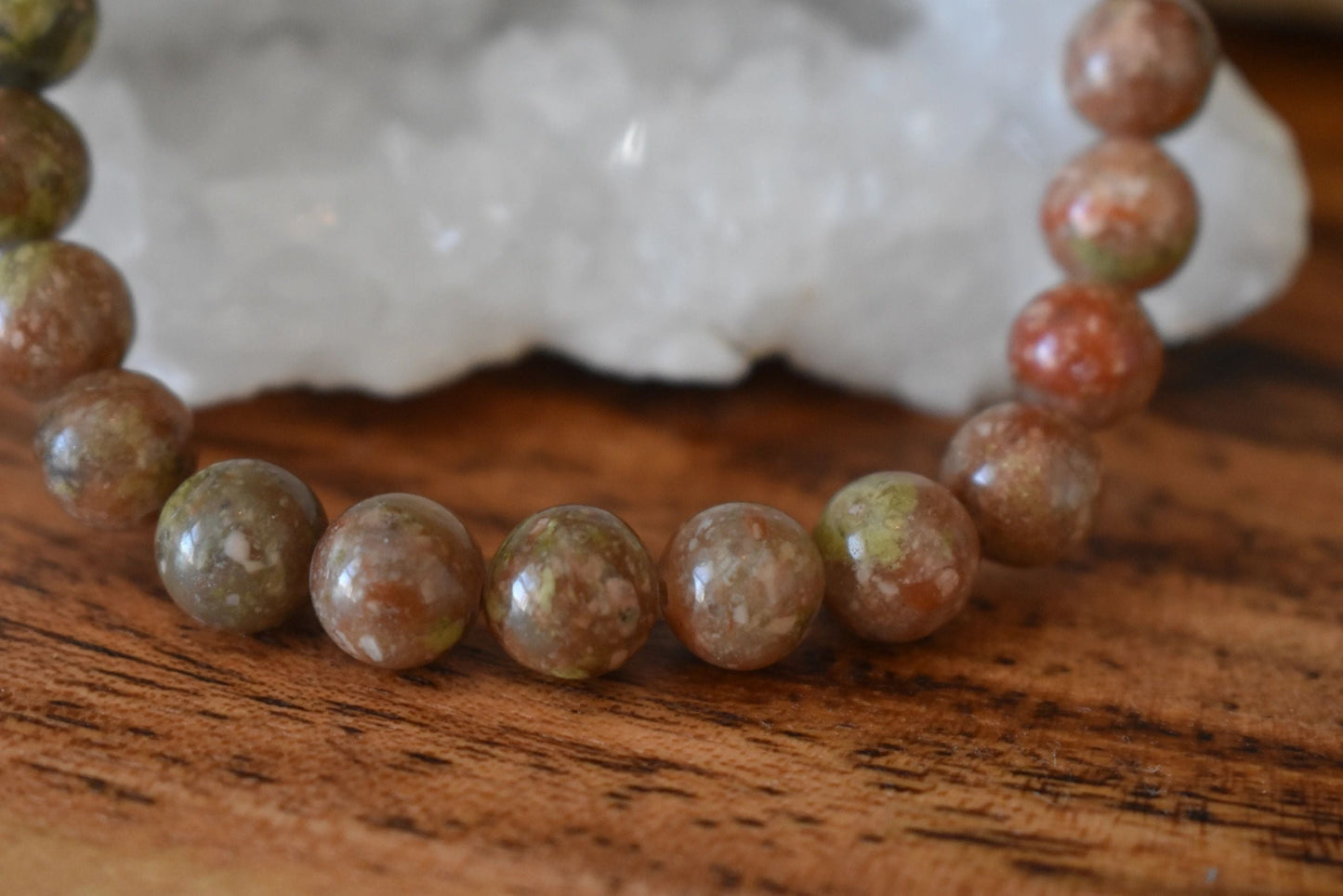 8mm Gold Unakite Crystal Bracelet – Grounded Growth • Emotional Balance • Earth Wisdom