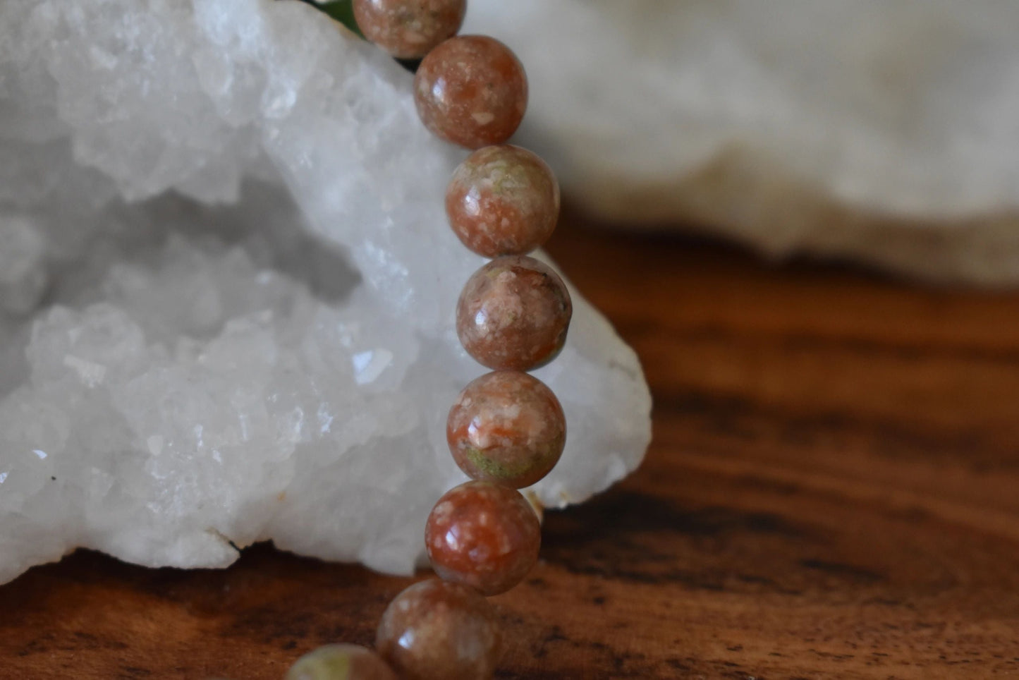 8mm Gold Unakite Crystal Bracelet – Grounded Growth • Emotional Balance • Earth Wisdom