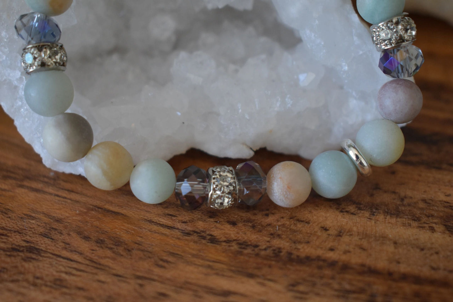 8mm Matte Amazonite Crystal Bracelet – Calm • Clarity • Communication