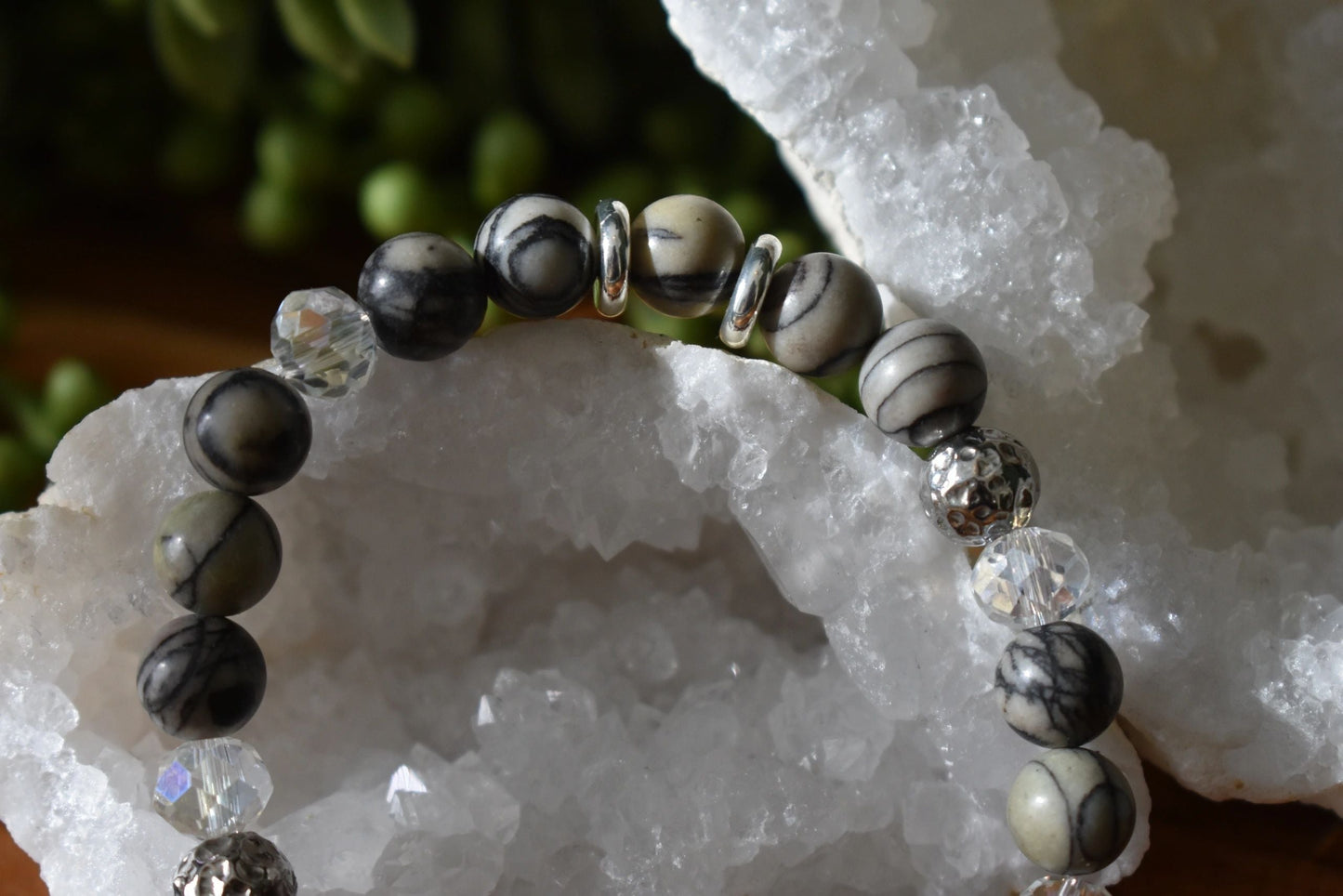 🖤 Chinese Picasso Jasper Crystal Bracelet – Balance • Grounding • Creative Flow