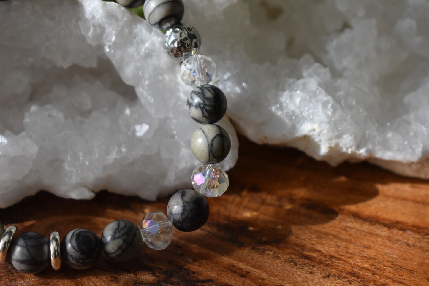🖤 Chinese Picasso Jasper Crystal Bracelet – Balance • Grounding • Creative Flow