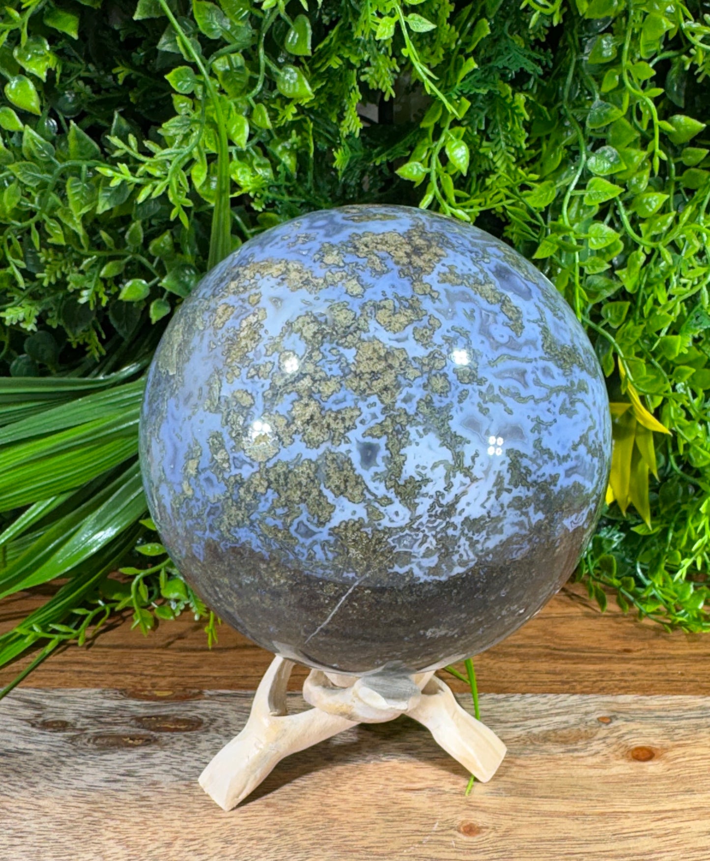 Large Moss Agate Sphere 107mm - 4.28 lbs. - Growth • Abundance • Grounding