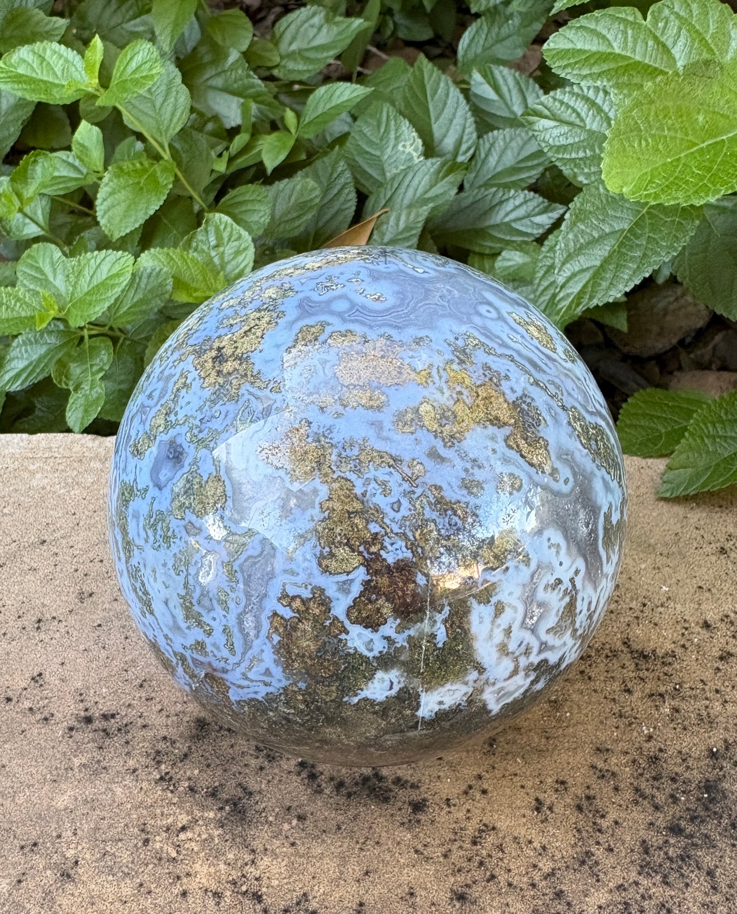 Large Moss Agate Sphere 107mm - 4.28 lbs. - Growth • Abundance • Grounding