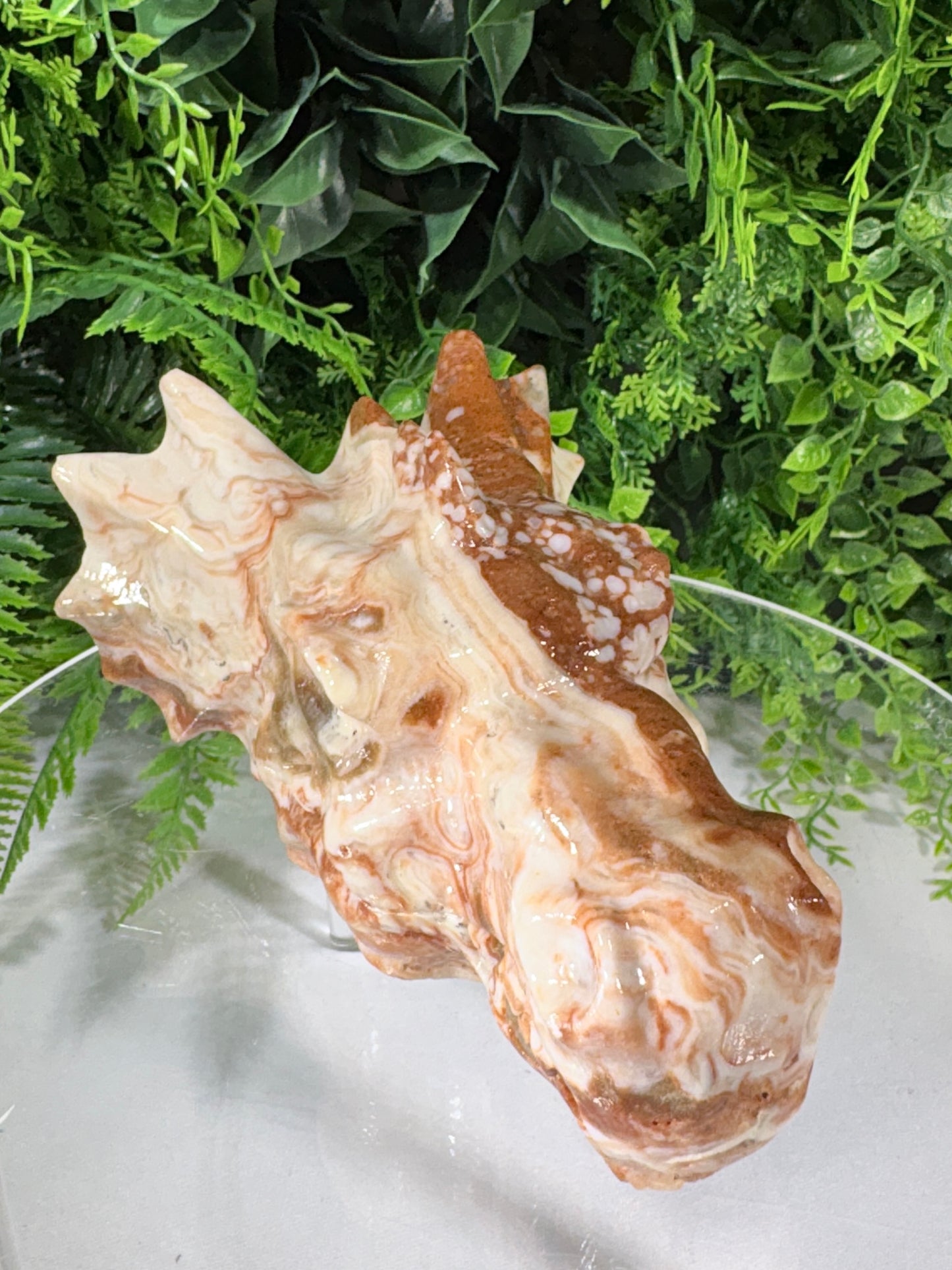 Carved Amber Calcite Dragon Head - Confidence • Joy • Empowered Energy