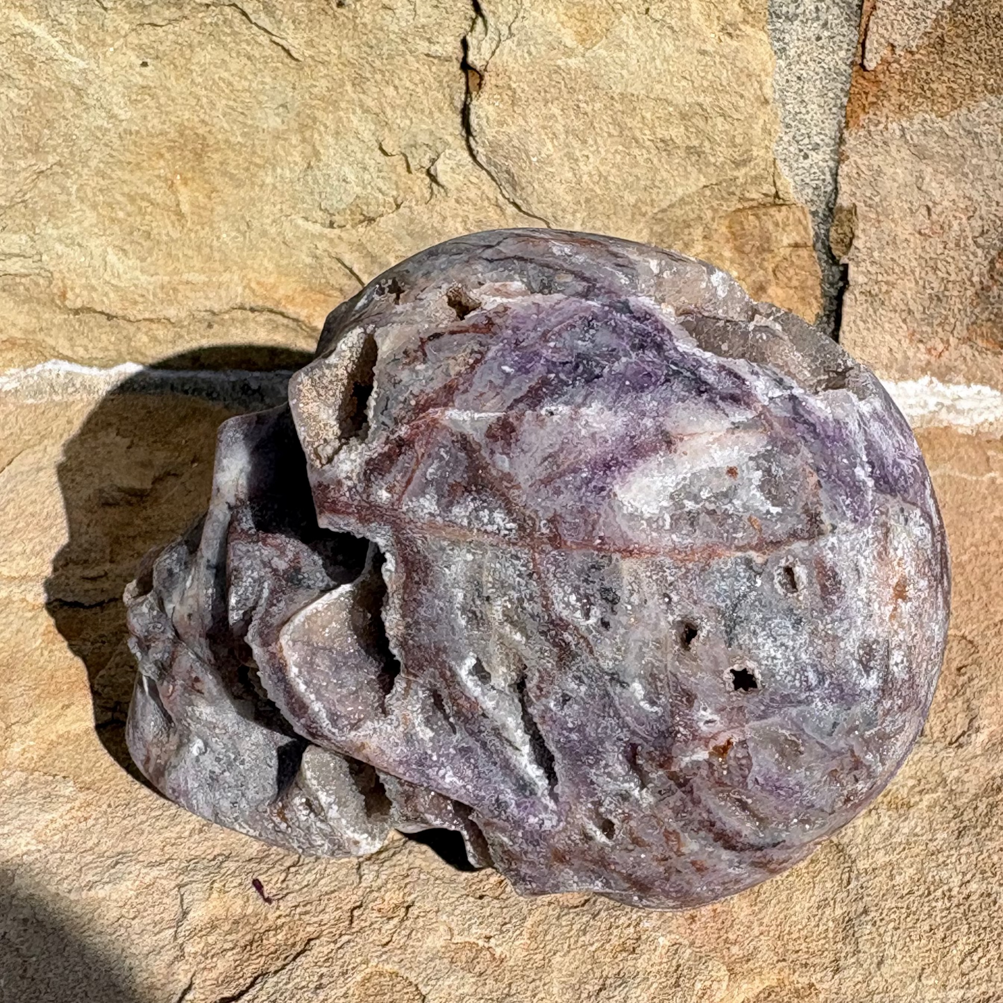 Chalcedony Agate Druzy Skull – Quiet Focus • Inner Balance • Soft Power