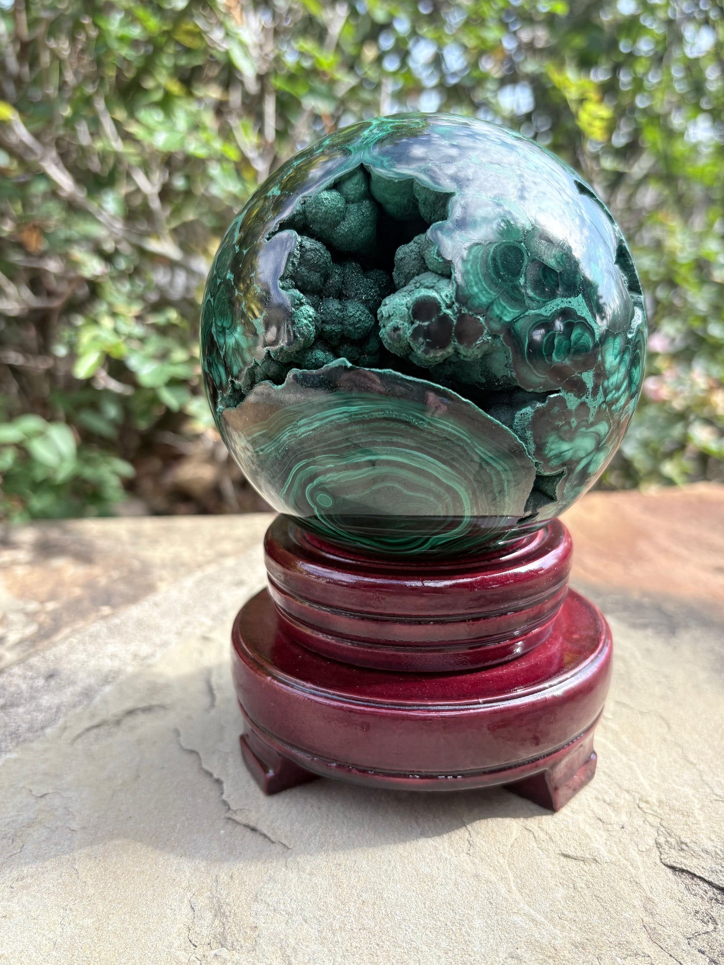 Collector-Grade Malachite Sphere with Natural Druzy Cavern & Ancient Power | Deep Protection | Earth-Born Truth