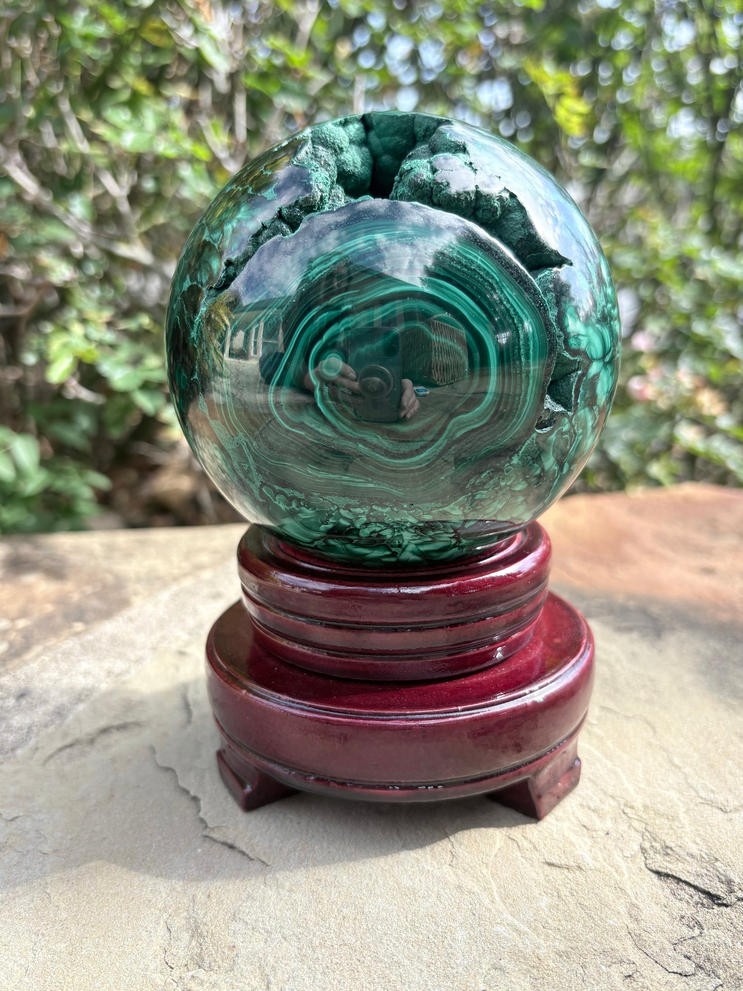 Collector-Grade Malachite Sphere with Natural Druzy Cavern & Ancient Power | Deep Protection | Earth-Born Truth