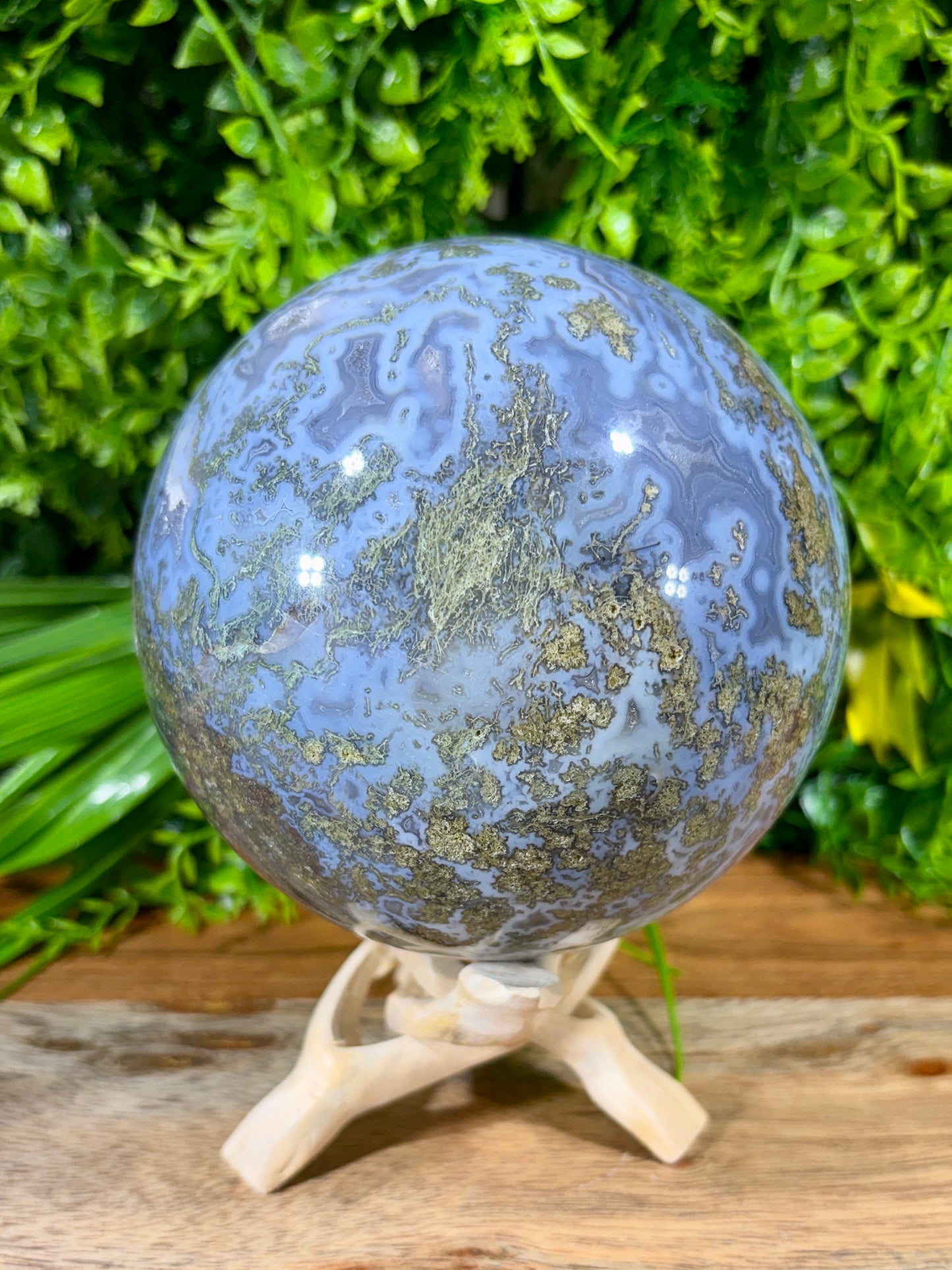 Large Moss Agate Sphere 107mm - 4.28 lbs. - Growth • Abundance • Grounding