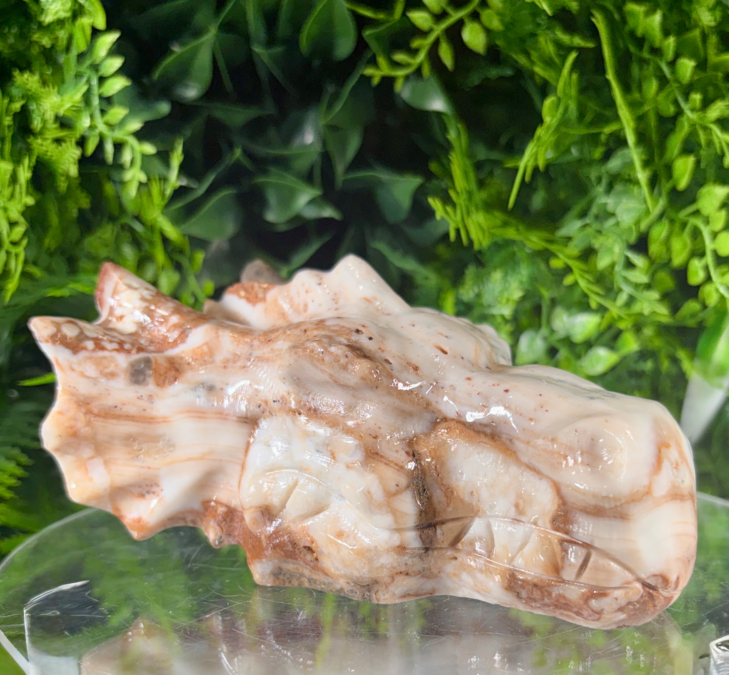 Amber Calcite Dragon Head Carving - Confidence • Clarity • Ancient Wisdom