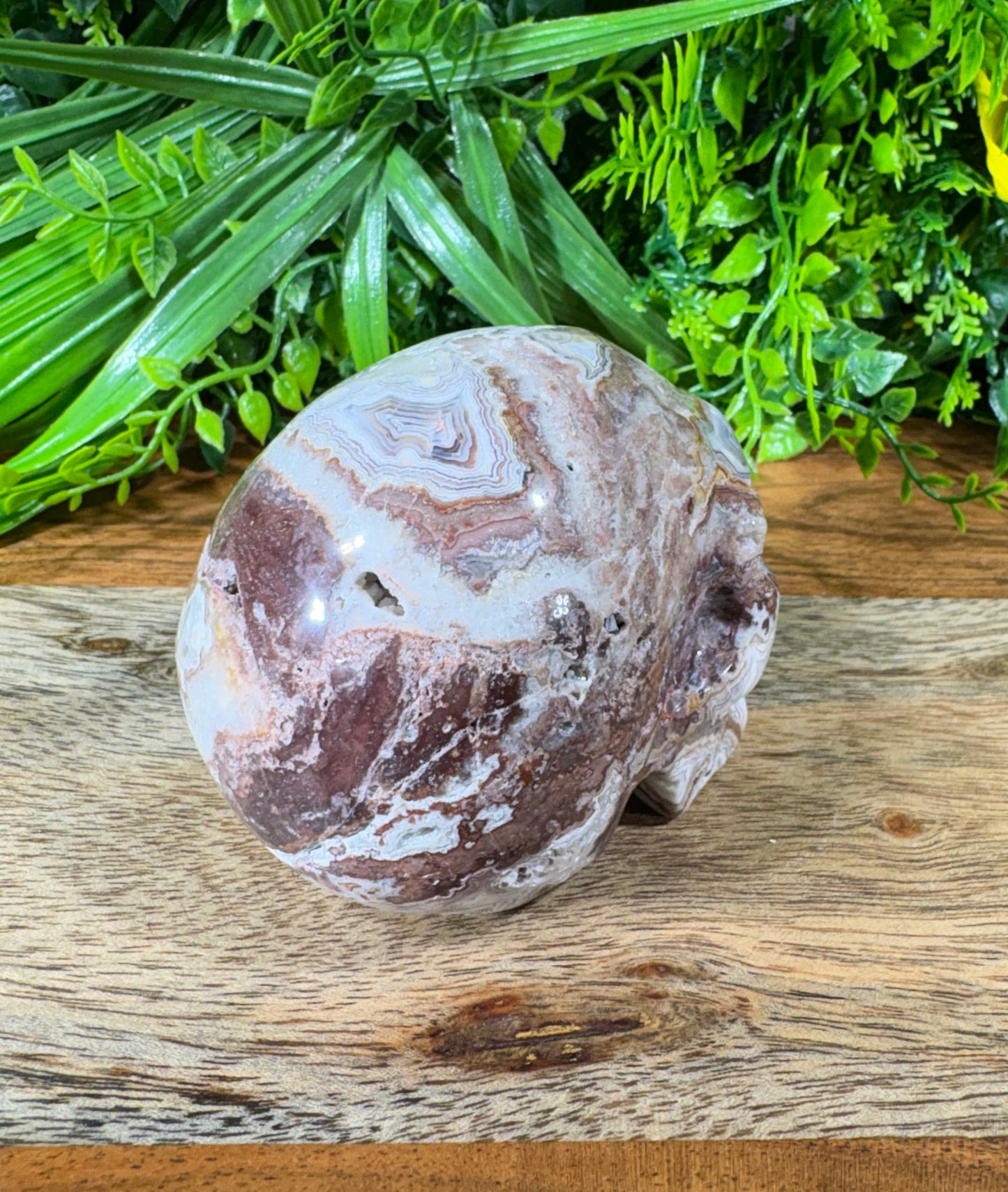 White Mexican Lace Agate Skull -  Balance • Clarity • Grounding