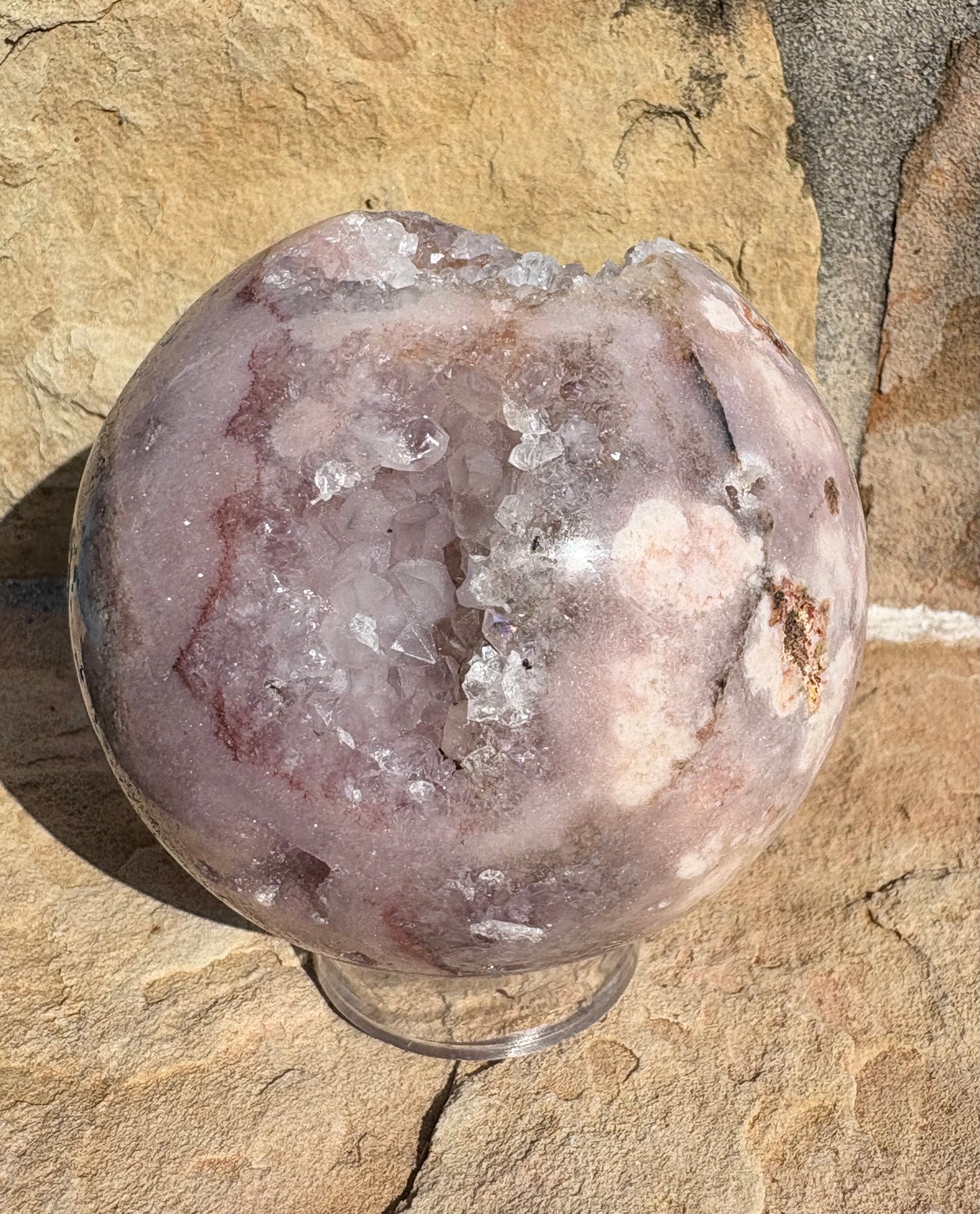 🌸✨ Pink Amethyst Druzy Sphere with Natural Matrix Earthborn Beauty | Raw Truth | Heart-Centered Calm