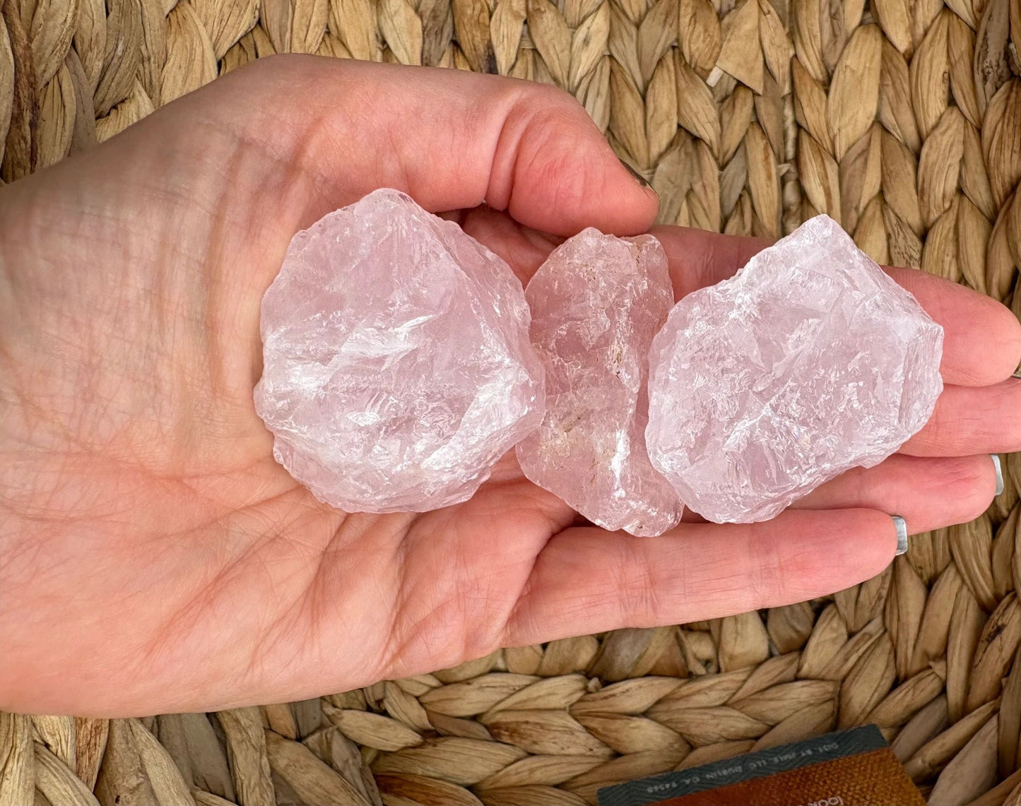 🌸 Raw Rose Quartz Mini & Standard Mesh Bag – Love, Harmony & Heart Healing | Choose Your Size
