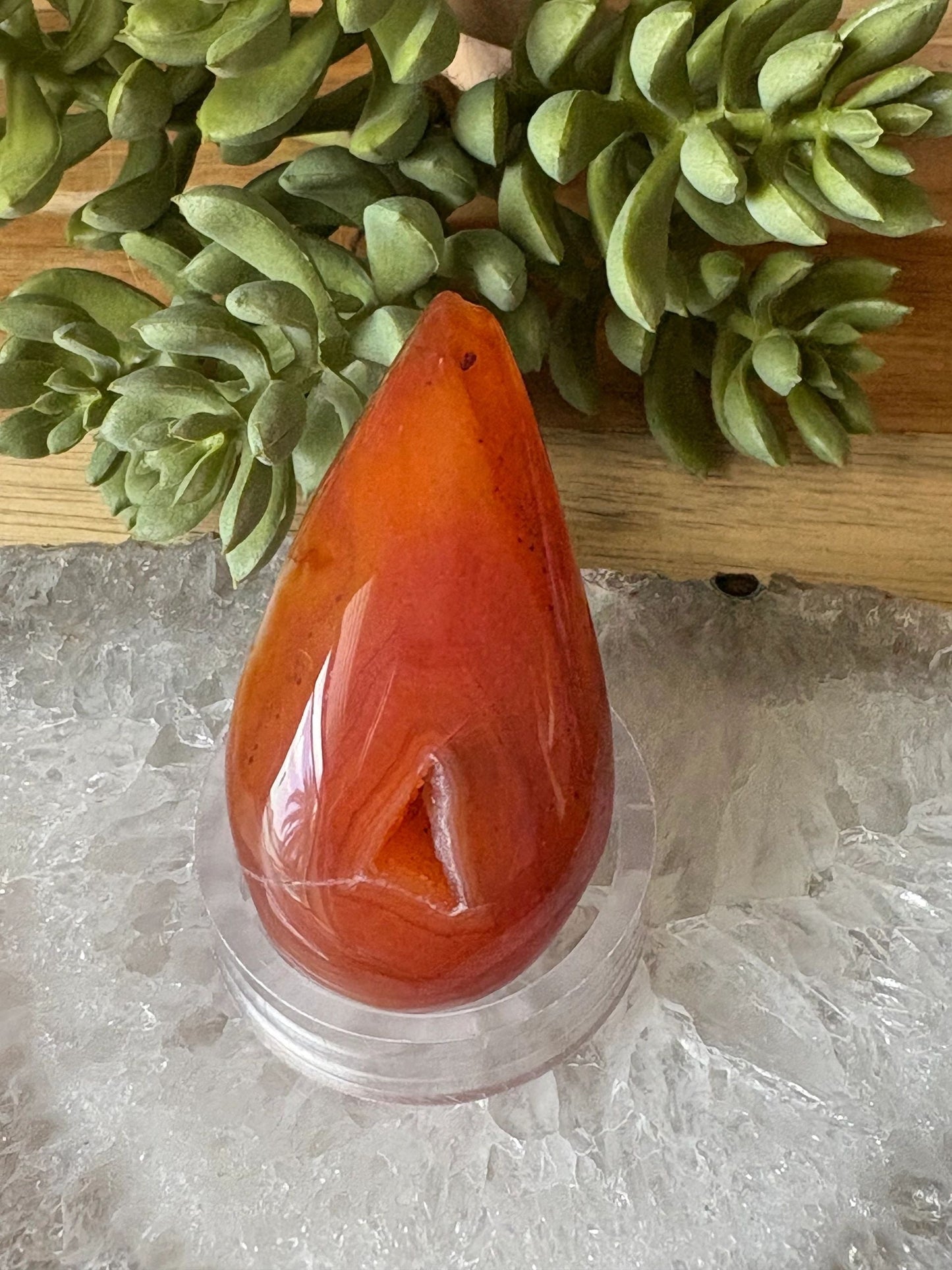 🔥 Carnelian Egg Freeform – Passion, Creativity & Fire Energy Triangle Druzy | 3.68 oz