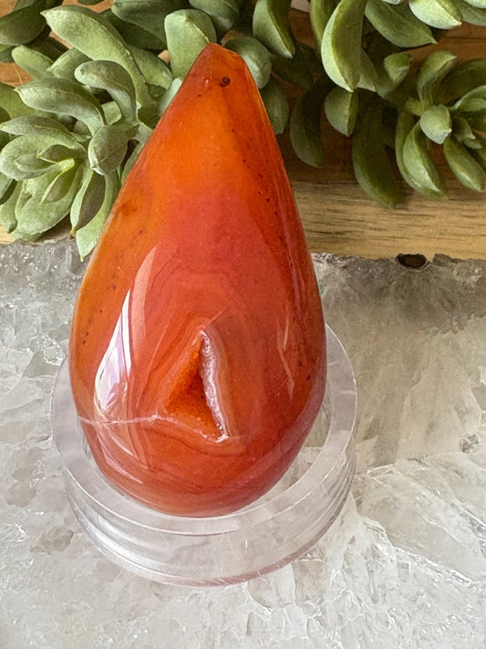 🔥 Carnelian Egg Freeform – Passion, Creativity & Fire Energy Triangle Druzy | 3.68 oz