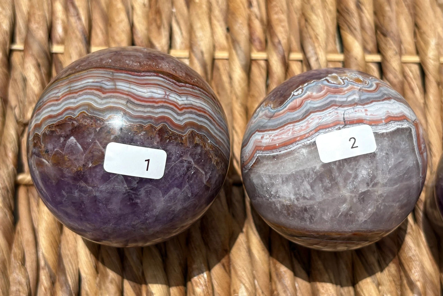 💜 Amethyst with Banded Agate Sphere – Intuition, Grounding & Cosmic Balance