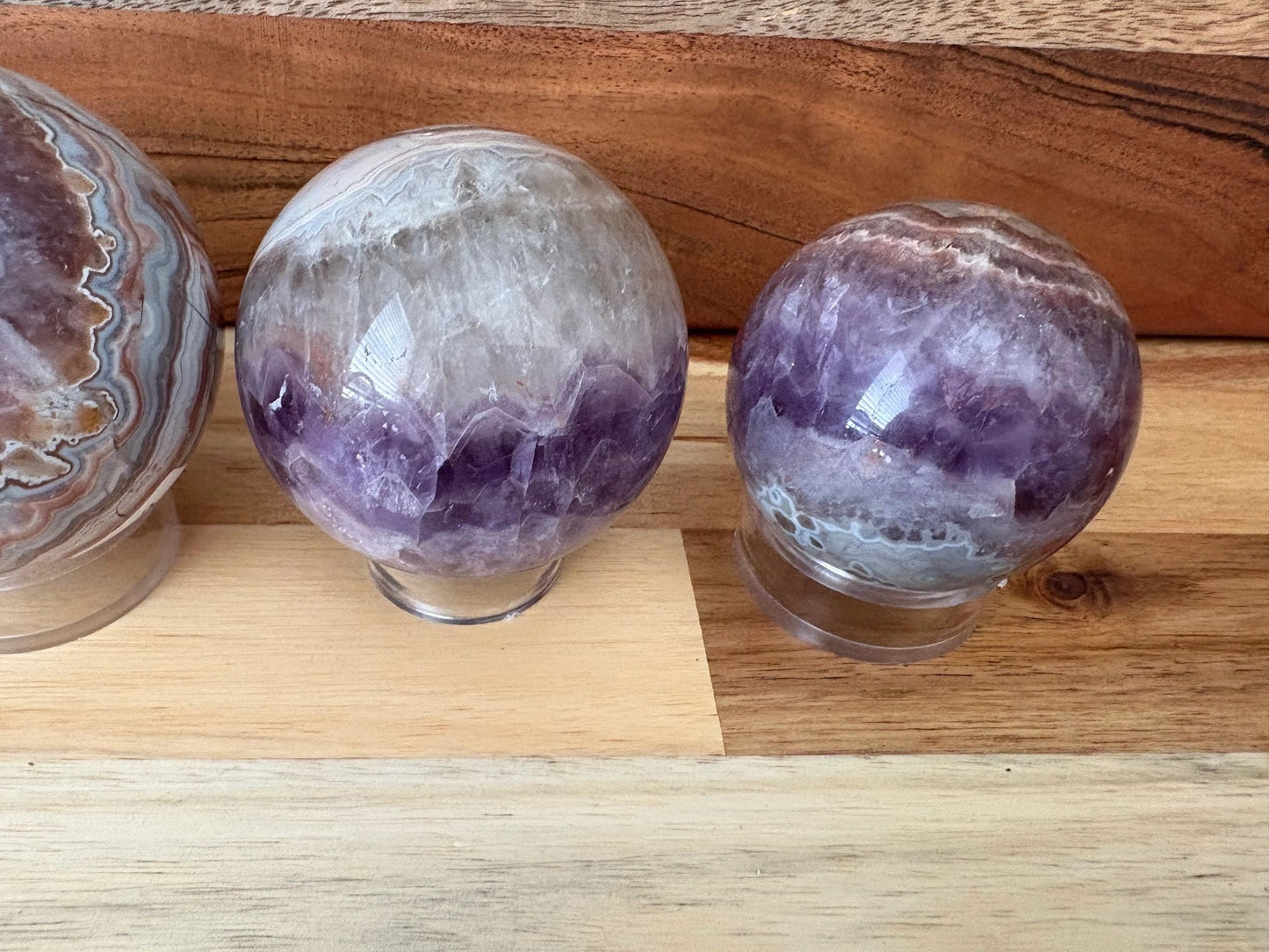 💜 Amethyst with Banded Agate Sphere – Intuition, Grounding & Cosmic Balance