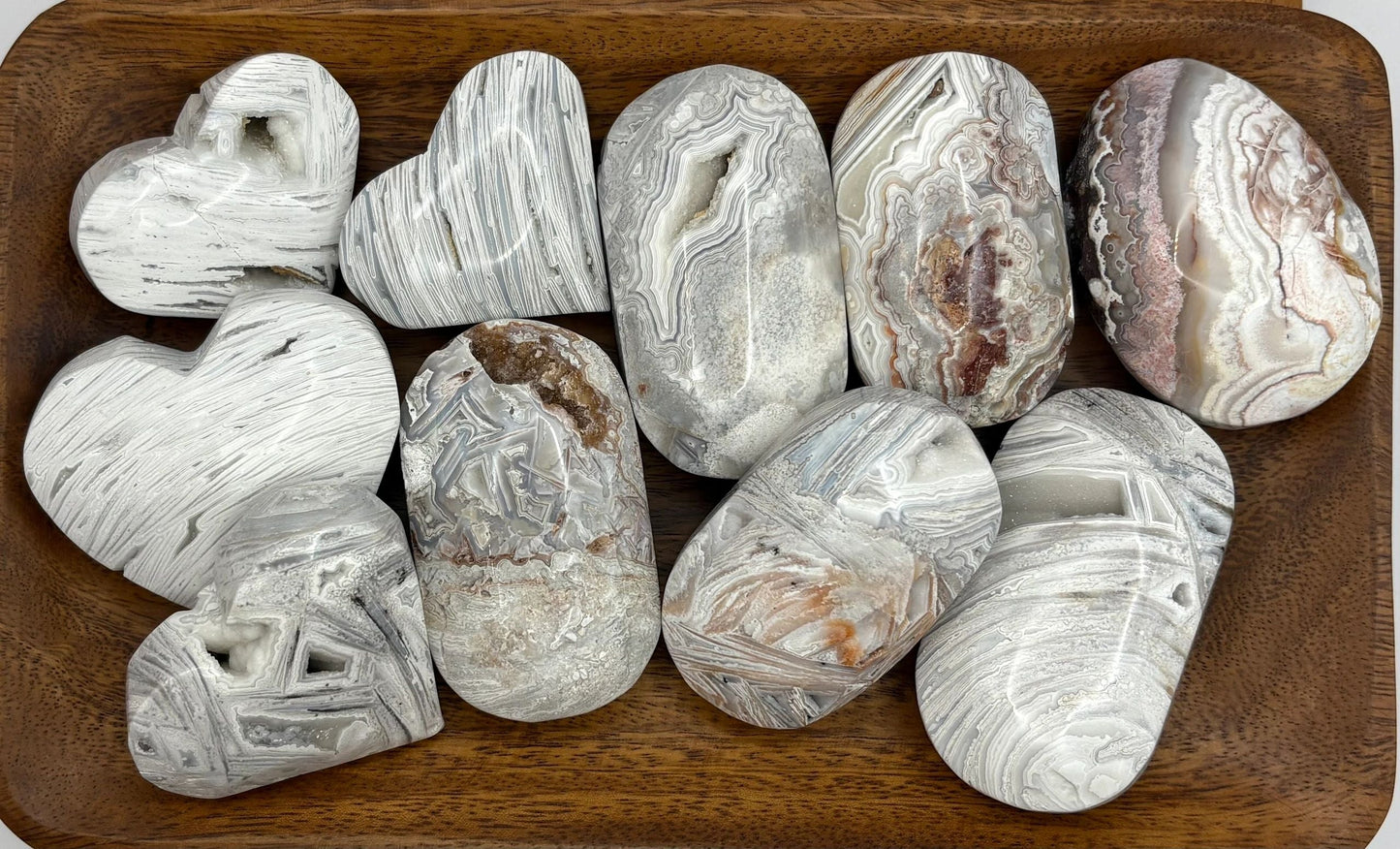 🤍 White Crazy Lace Agate Hearts & Palmstones – Grounding, Calm & Earthy Harmony | Choose Your Piece