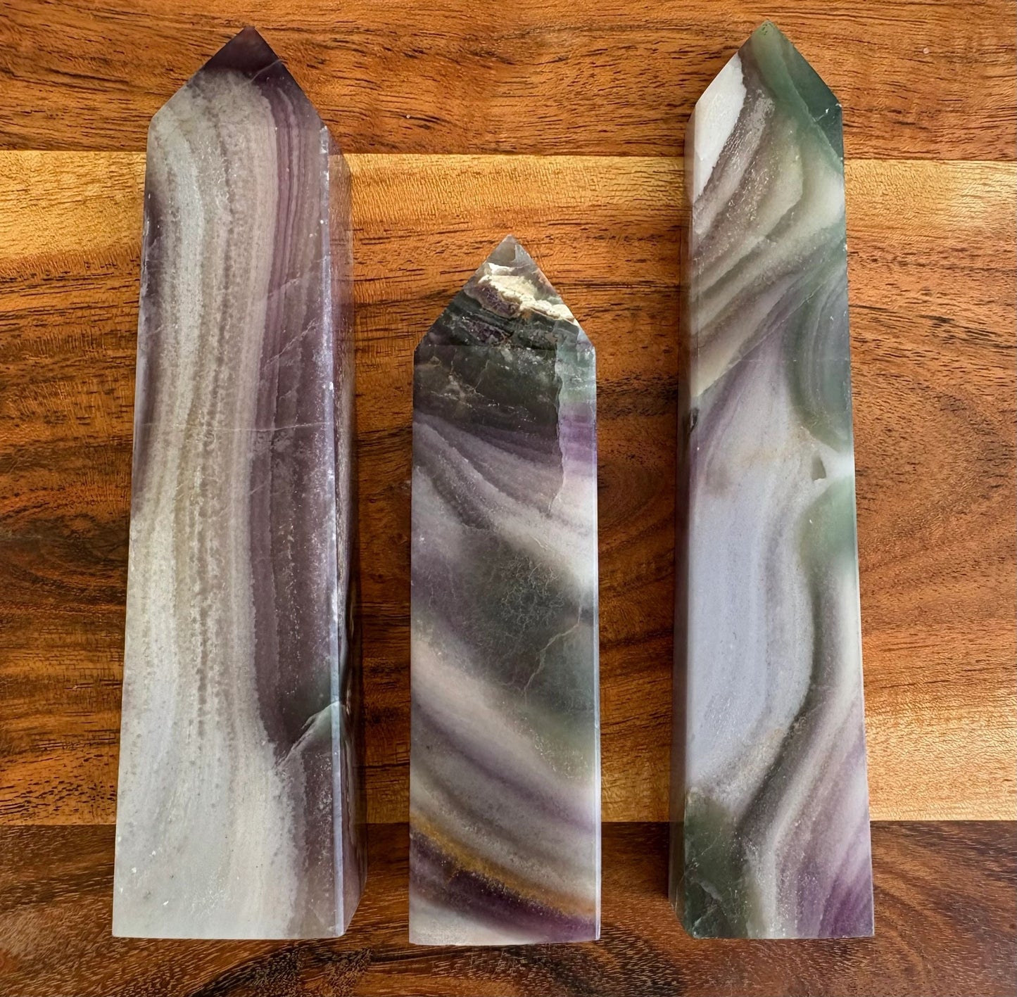 💚 White, Purple & Green Fluorite Tower – Clarity, Protection & Mental Reset | Choose Your Piece