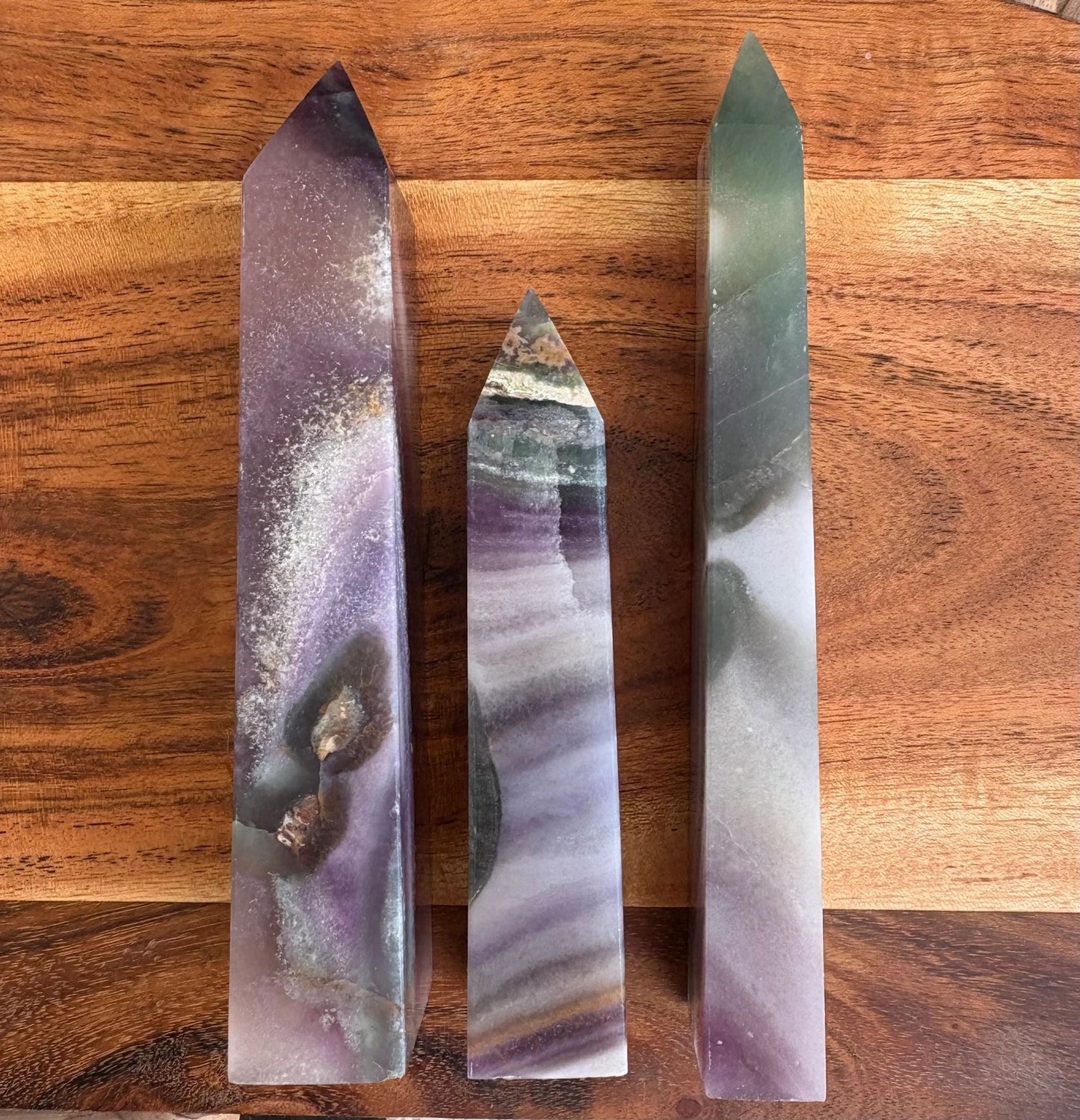 💚 White, Purple & Green Fluorite Tower – Clarity, Protection & Mental Reset | Choose Your Piece