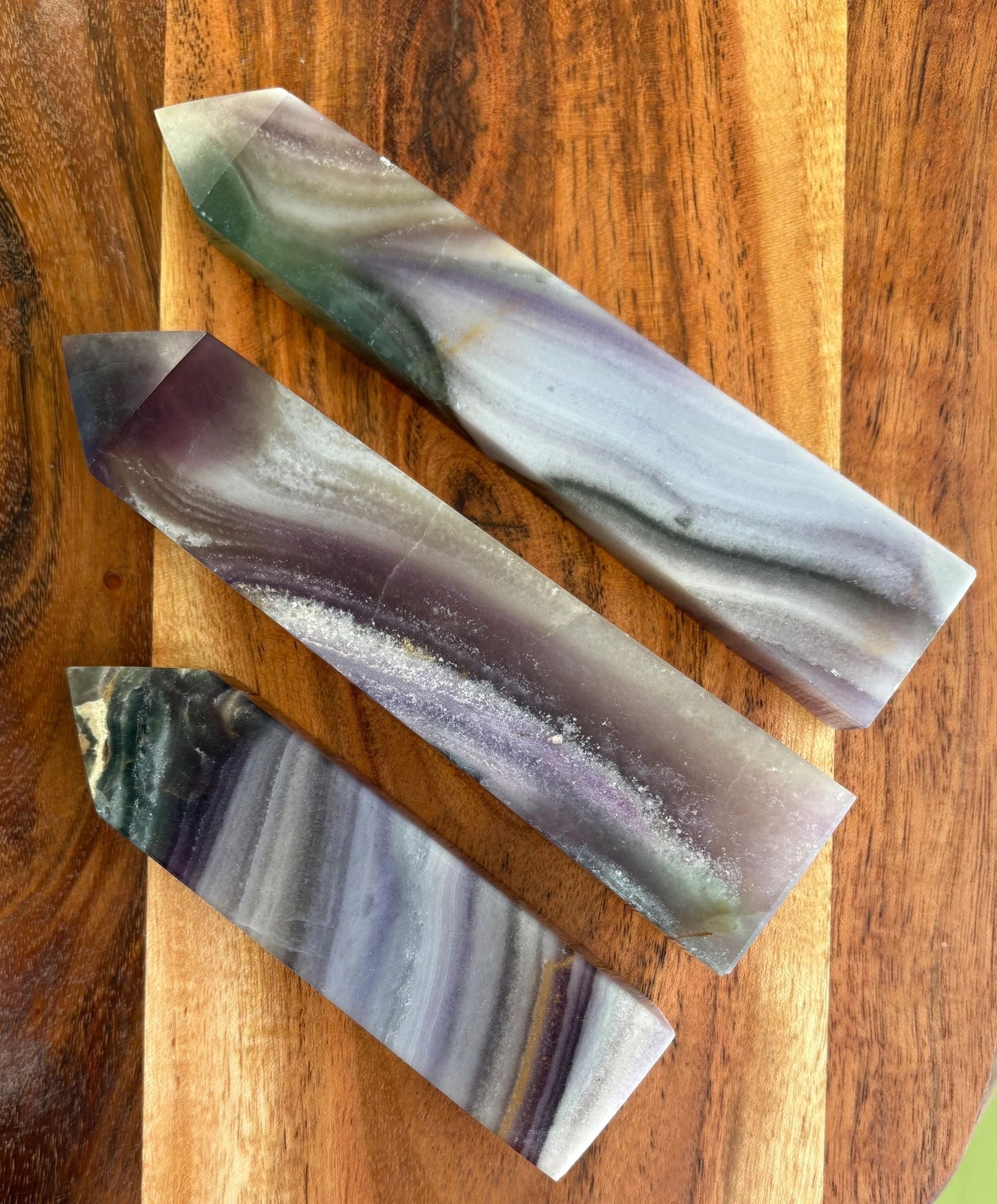💚 White, Purple & Green Fluorite Tower – Clarity, Protection & Mental Reset | Choose Your Piece