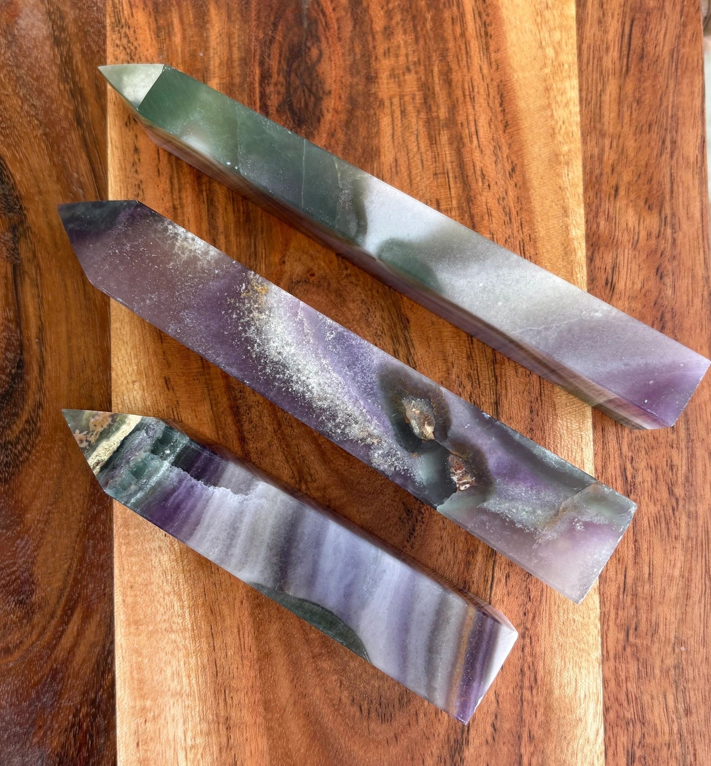 💚 White, Purple & Green Fluorite Tower – Clarity, Protection & Mental Reset | Choose Your Piece