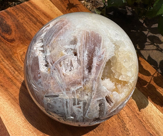 Pink Amethyst & White Quartz Sphere | Divine Radiance | Love, Clarity & Celestial Spark