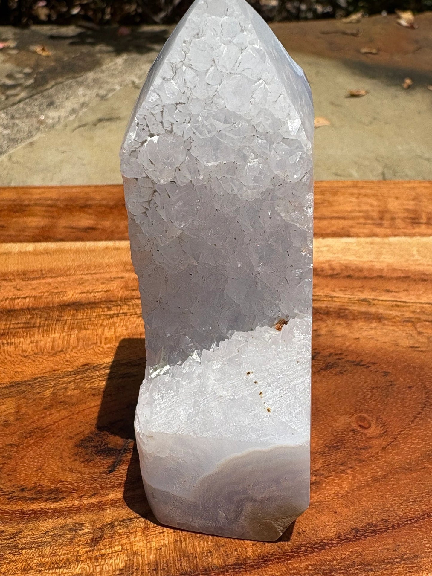 💙✨Blue Lace Agate Tower – Peace, Clarity & Soothing Communication | Wrapped White Druzy | 3.4"