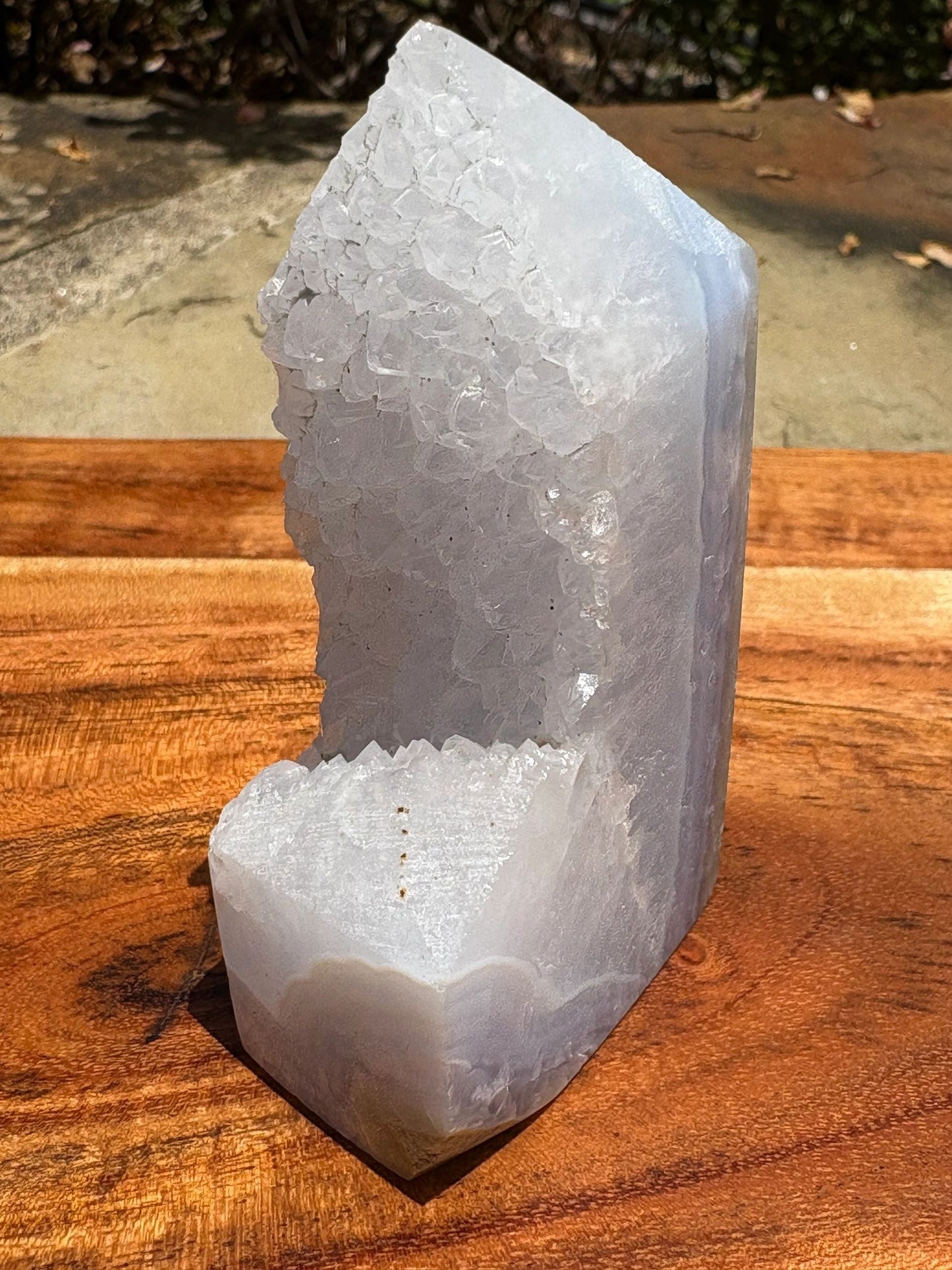 💙✨Blue Lace Agate Tower – Peace, Clarity & Soothing Communication | Wrapped White Druzy | 3.4"