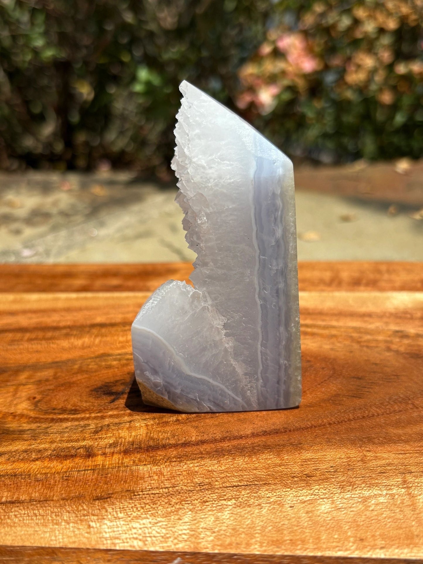💙✨Blue Lace Agate Tower – Peace, Clarity & Soothing Communication | Wrapped White Druzy | 3.4"