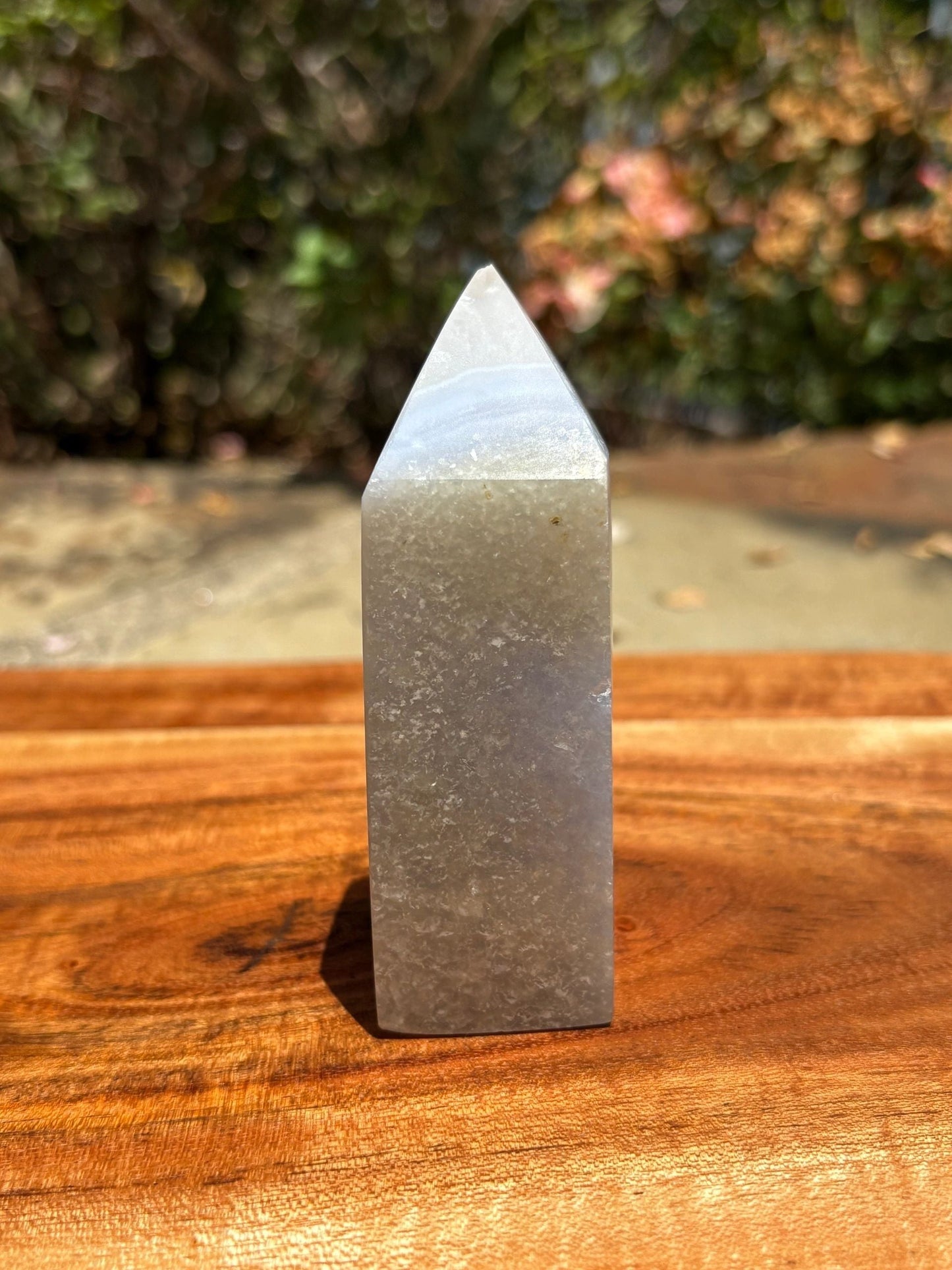 💙✨Blue Lace Agate Tower – Peace, Clarity & Soothing Communication | Wrapped White Druzy | 3.4"
