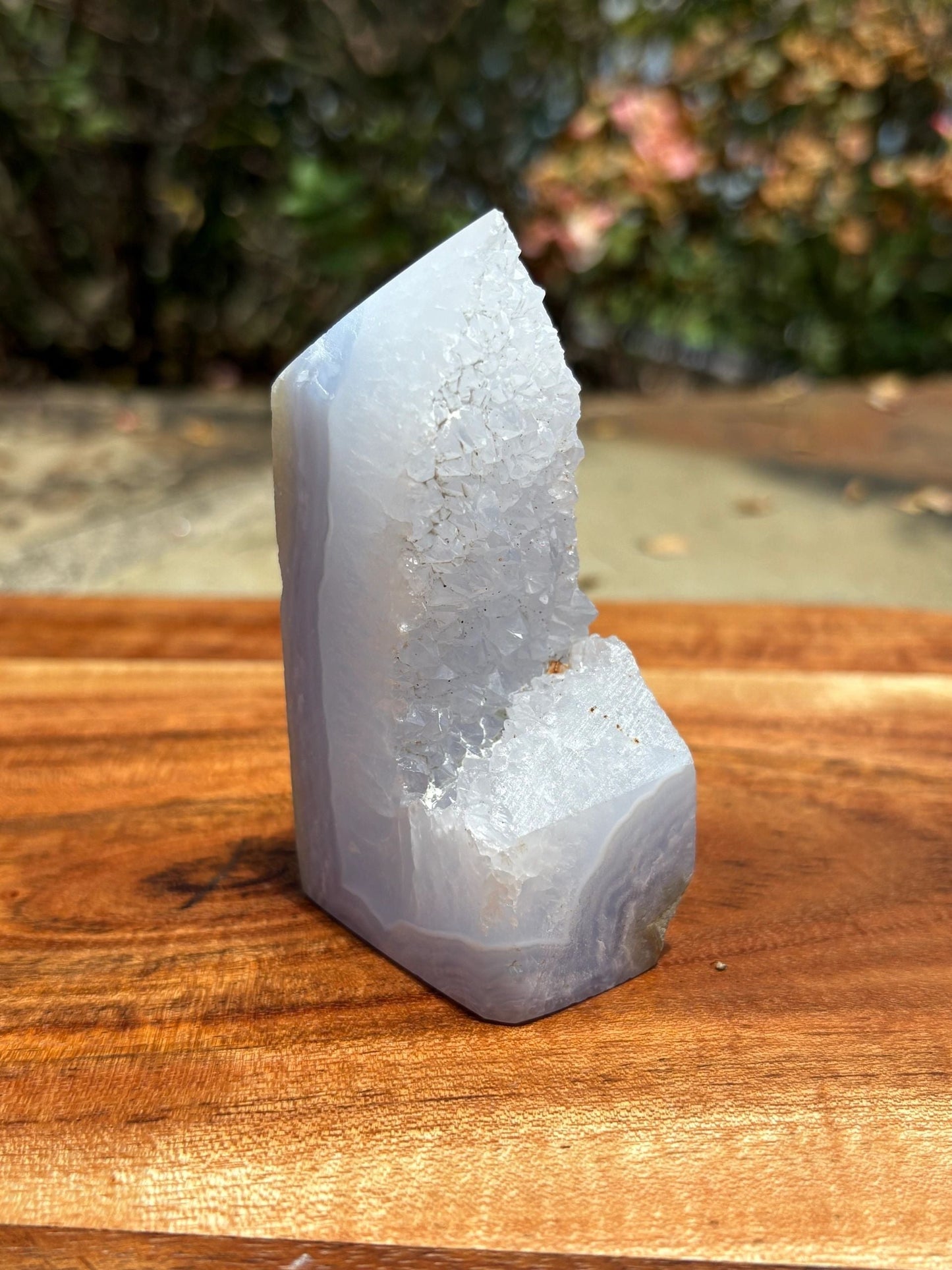 💙✨Blue Lace Agate Tower – Peace, Clarity & Soothing Communication | Wrapped White Druzy | 3.4"