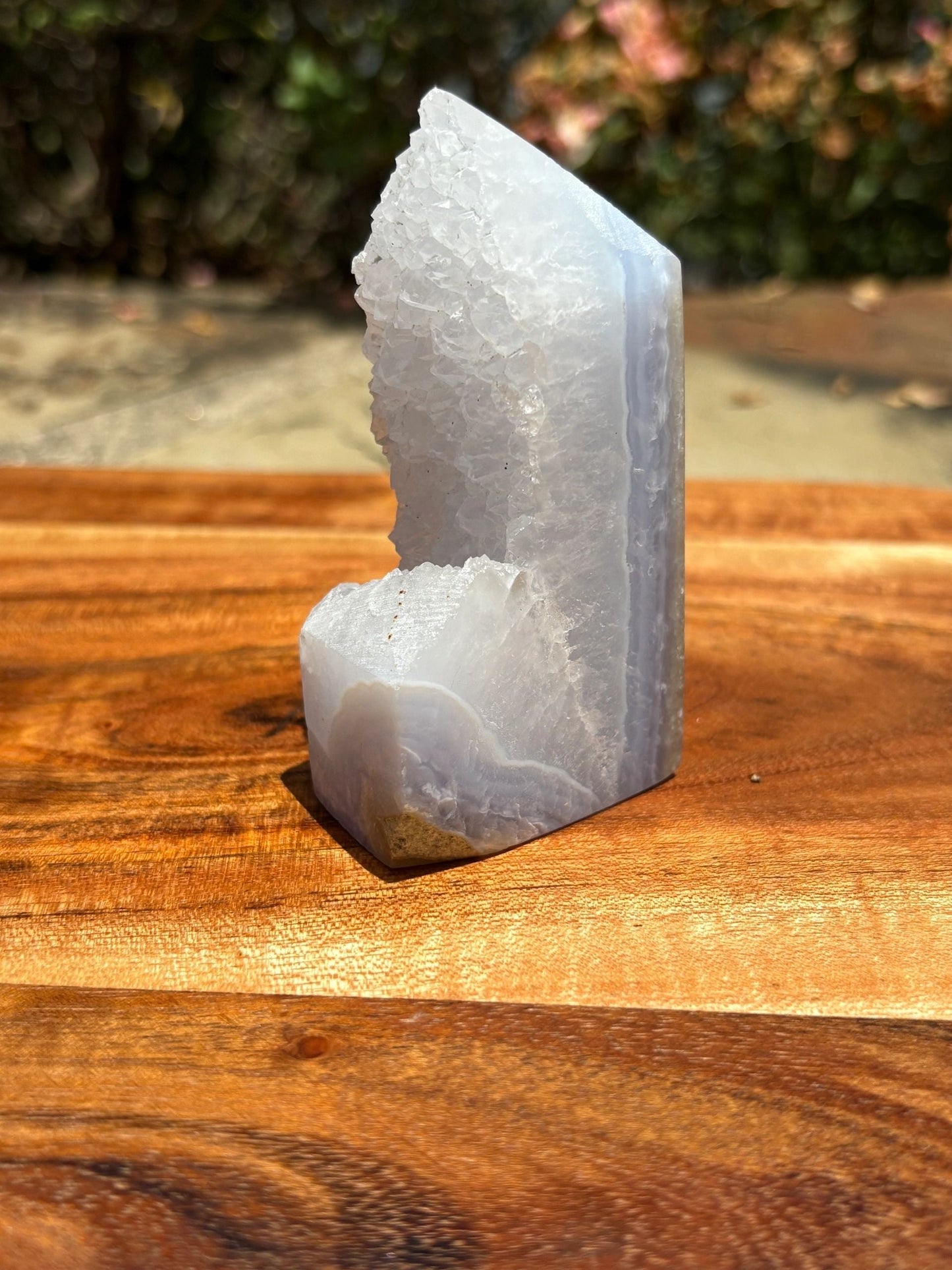 💙✨Blue Lace Agate Tower – Peace, Clarity & Soothing Communication | Wrapped White Druzy | 3.4"