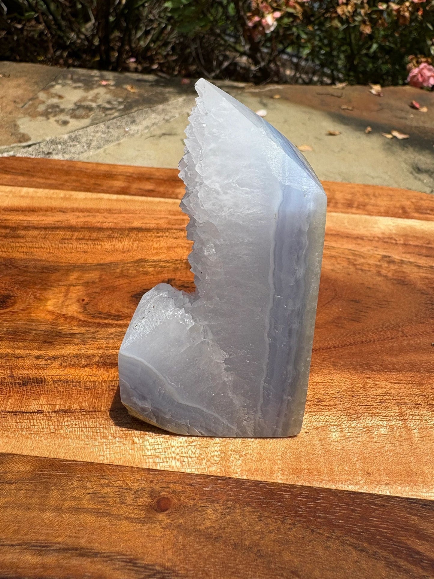 💙✨Blue Lace Agate Tower – Peace, Clarity & Soothing Communication | Wrapped White Druzy | 3.4"