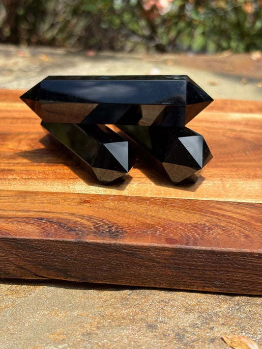 🖤Black Obsidian Double-Terminated Point – Protection • Cord Cutting • Grounded Strength